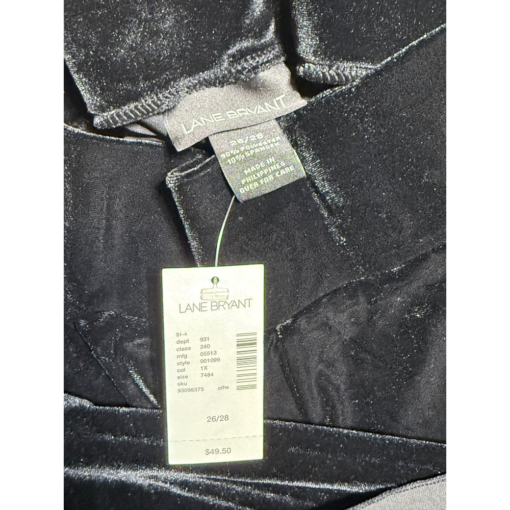 Lane Bryant Gaucho Pants Women 26/28 Black NWT Velvet Wide Leg Cropped - Picture 4 of 10